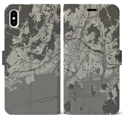 【南区（広島市）】地図柄iPhoneケース（手帳タイプ）