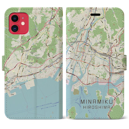 【南区（広島市）】地図柄iPhoneケース（手帳タイプ）