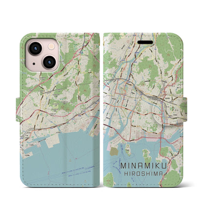 【南区（広島市）】地図柄iPhoneケース（手帳タイプ）