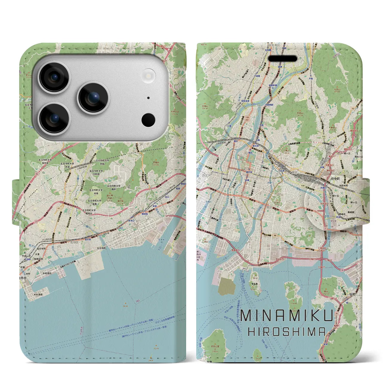 【南区（広島市）】地図柄iPhoneケース（手帳タイプ）