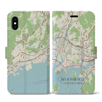 【南区（広島市）】地図柄iPhoneケース（手帳タイプ）