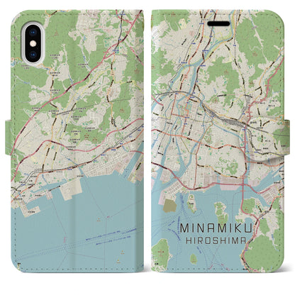 【南区（広島市）】地図柄iPhoneケース（手帳タイプ）