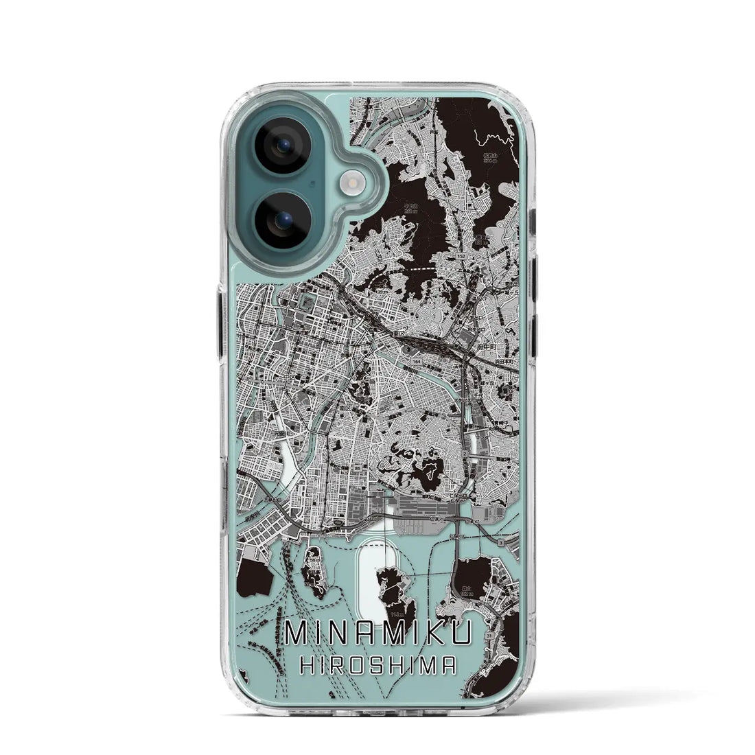 【南区(広島市)】地図柄iPhoneケース(MagSafeタイプ)モノトーン・iPhone 16 Pro 用