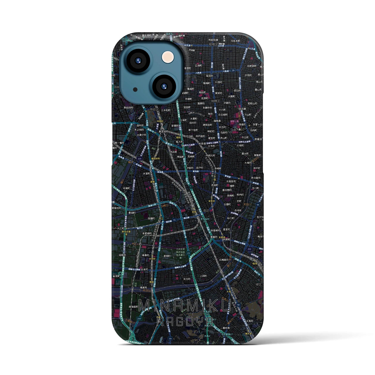 【南区（名古屋市）】地図柄iPhoneケース（バックカバータイプ）