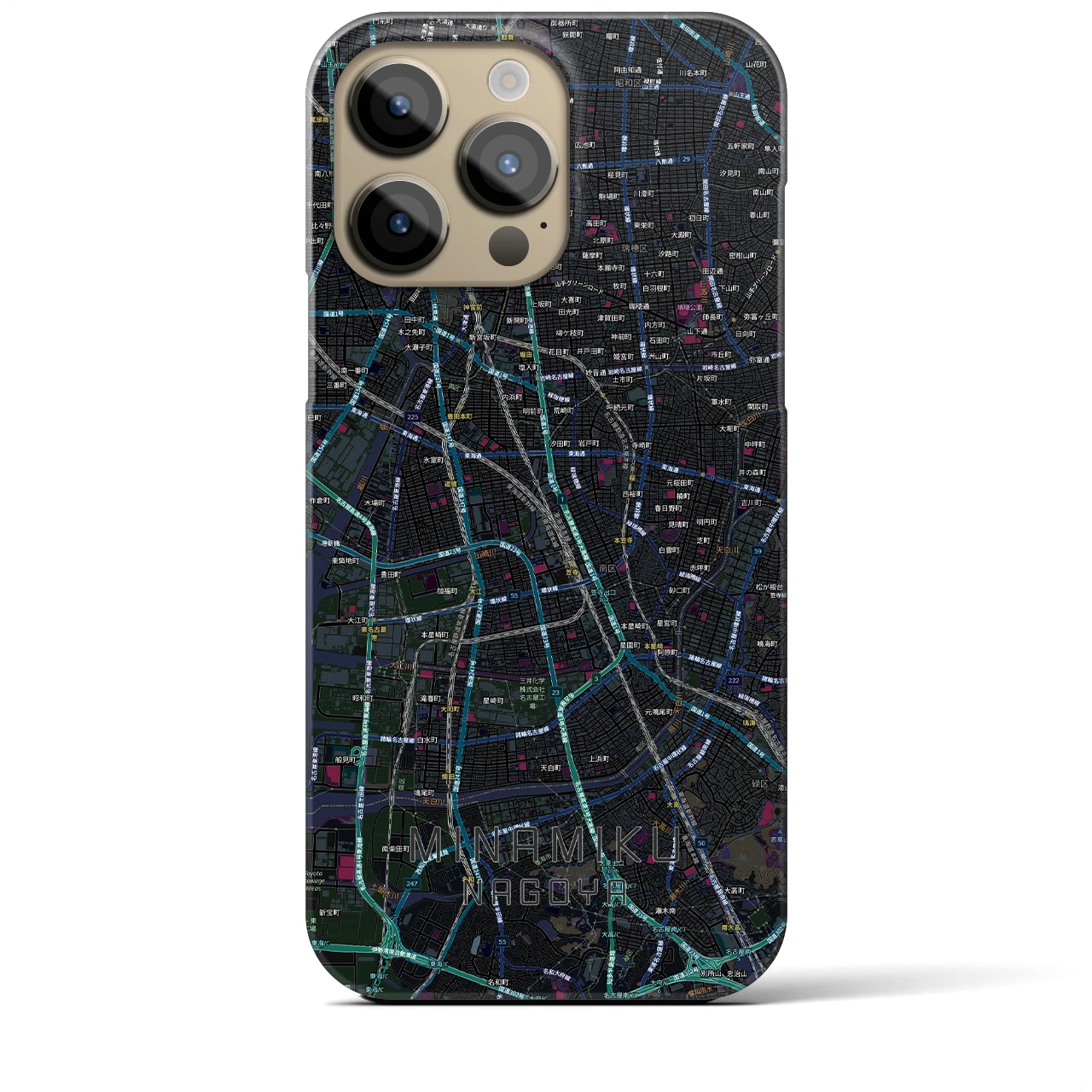 【南区（名古屋市）】地図柄iPhoneケース（バックカバータイプ）