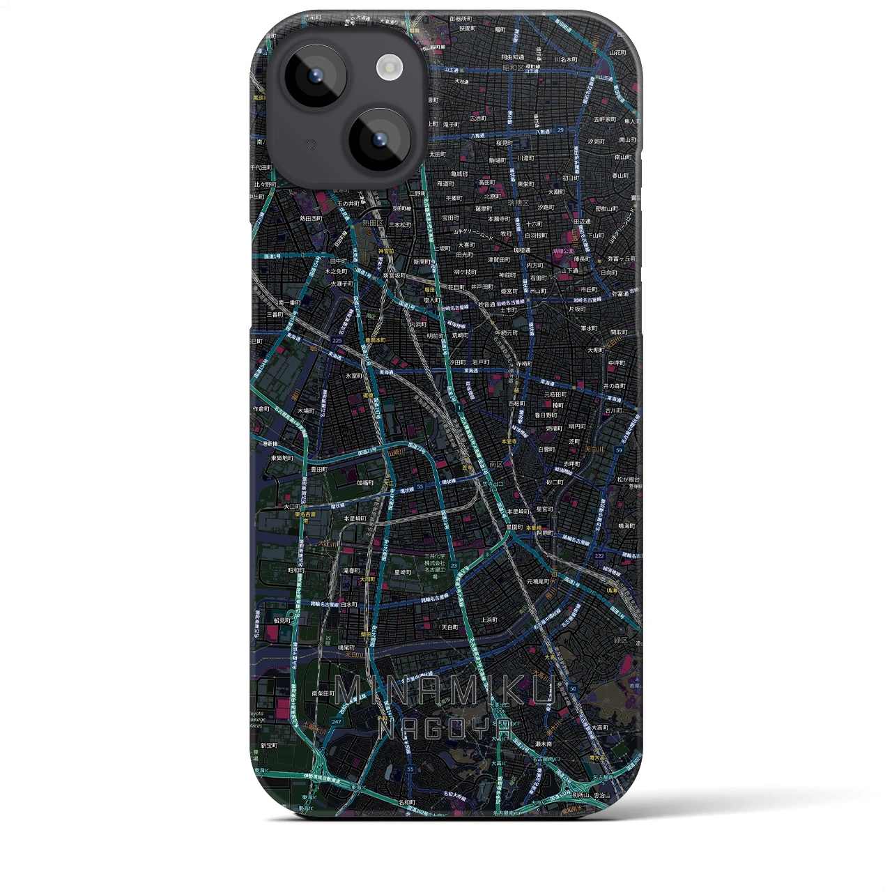 【南区（名古屋市）】地図柄iPhoneケース（バックカバータイプ）
