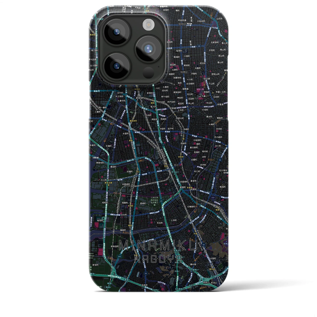 【南区（名古屋市）】地図柄iPhoneケース（バックカバータイプ）