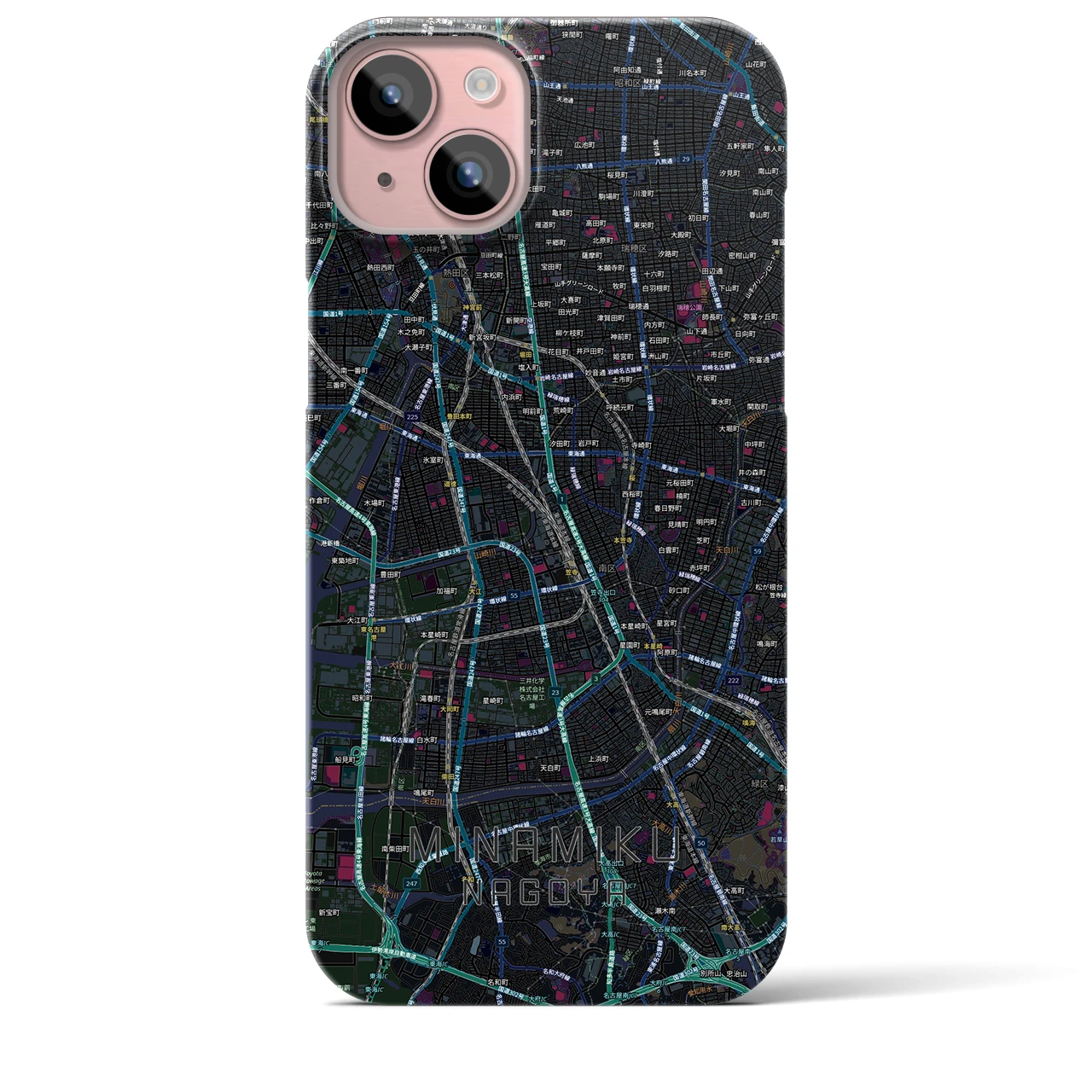 【南区（名古屋市）】地図柄iPhoneケース（バックカバータイプ）