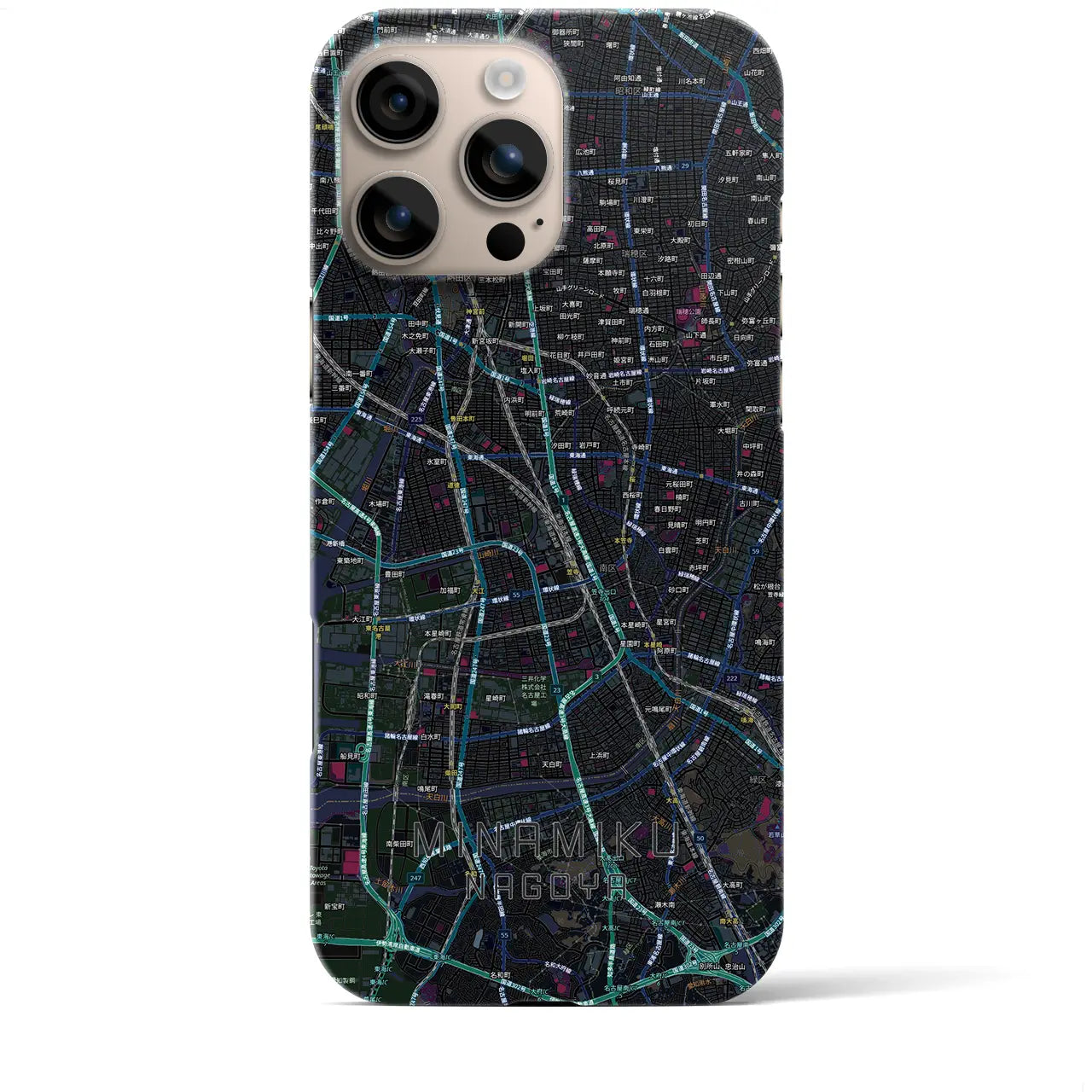 【南区（名古屋市）】地図柄iPhoneケース（バックカバータイプ）