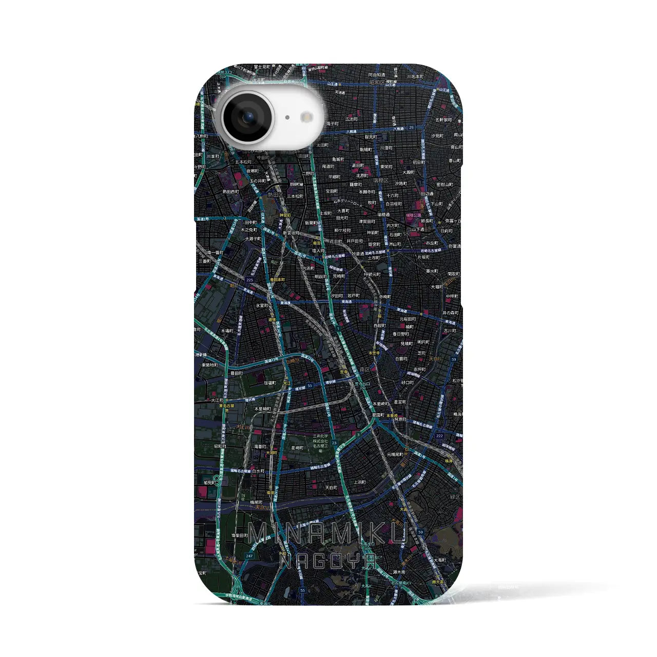 【南区（名古屋市）】地図柄iPhoneケース（バックカバータイプ）
