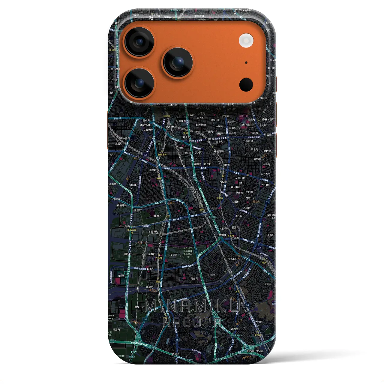 【南区（名古屋市）】地図柄iPhoneケース（バックカバータイプ）