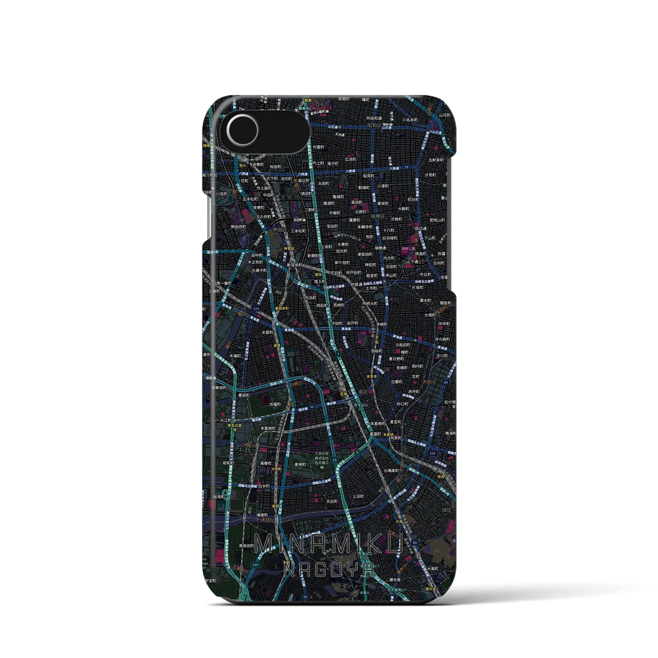 【南区（名古屋市）】地図柄iPhoneケース（バックカバータイプ）