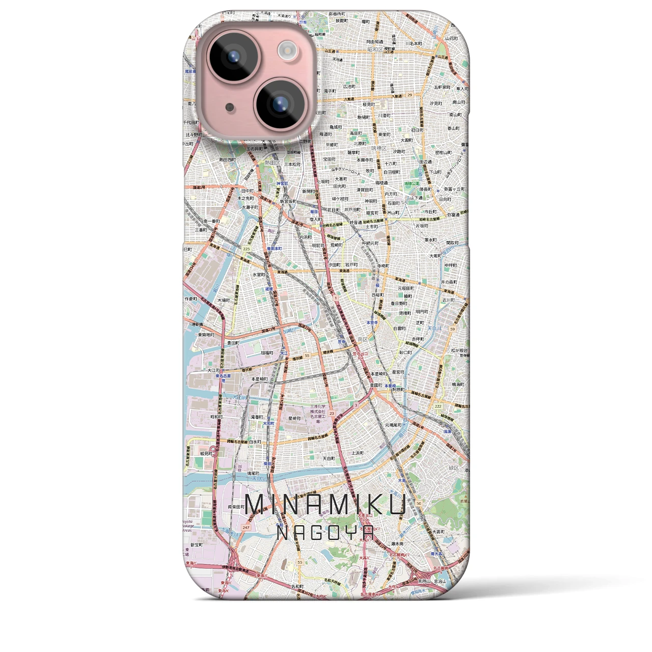 【南区（名古屋市）】地図柄iPhoneケース（バックカバータイプ）