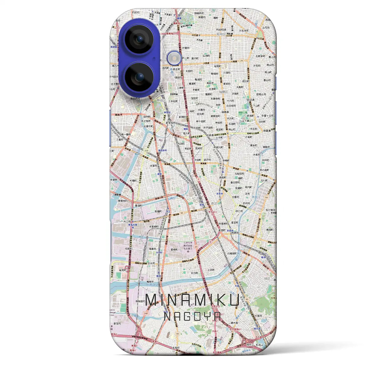 【南区（名古屋市）】地図柄iPhoneケース（バックカバータイプ）