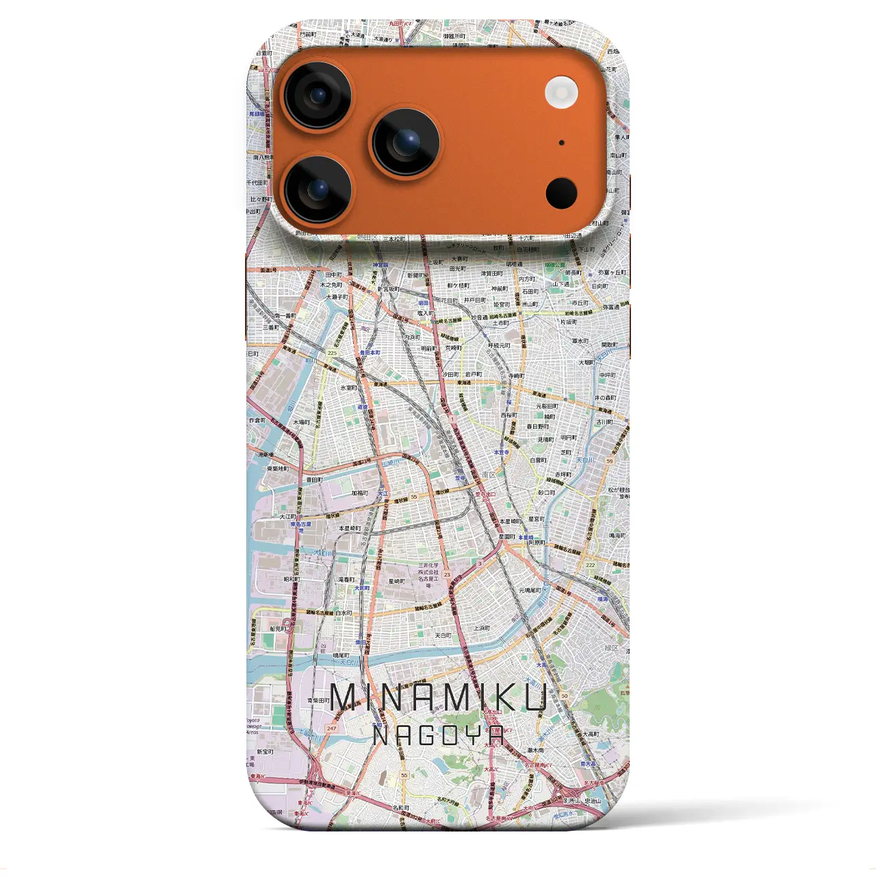 【南区（名古屋市）】地図柄iPhoneケース（バックカバータイプ）