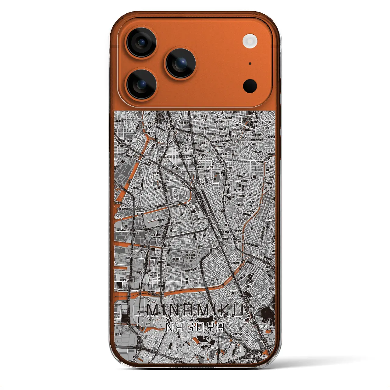 【南区（名古屋市）】地図柄iPhoneケース（クリアタイプ）モノトーン・iPhone 17 Pro Max 用