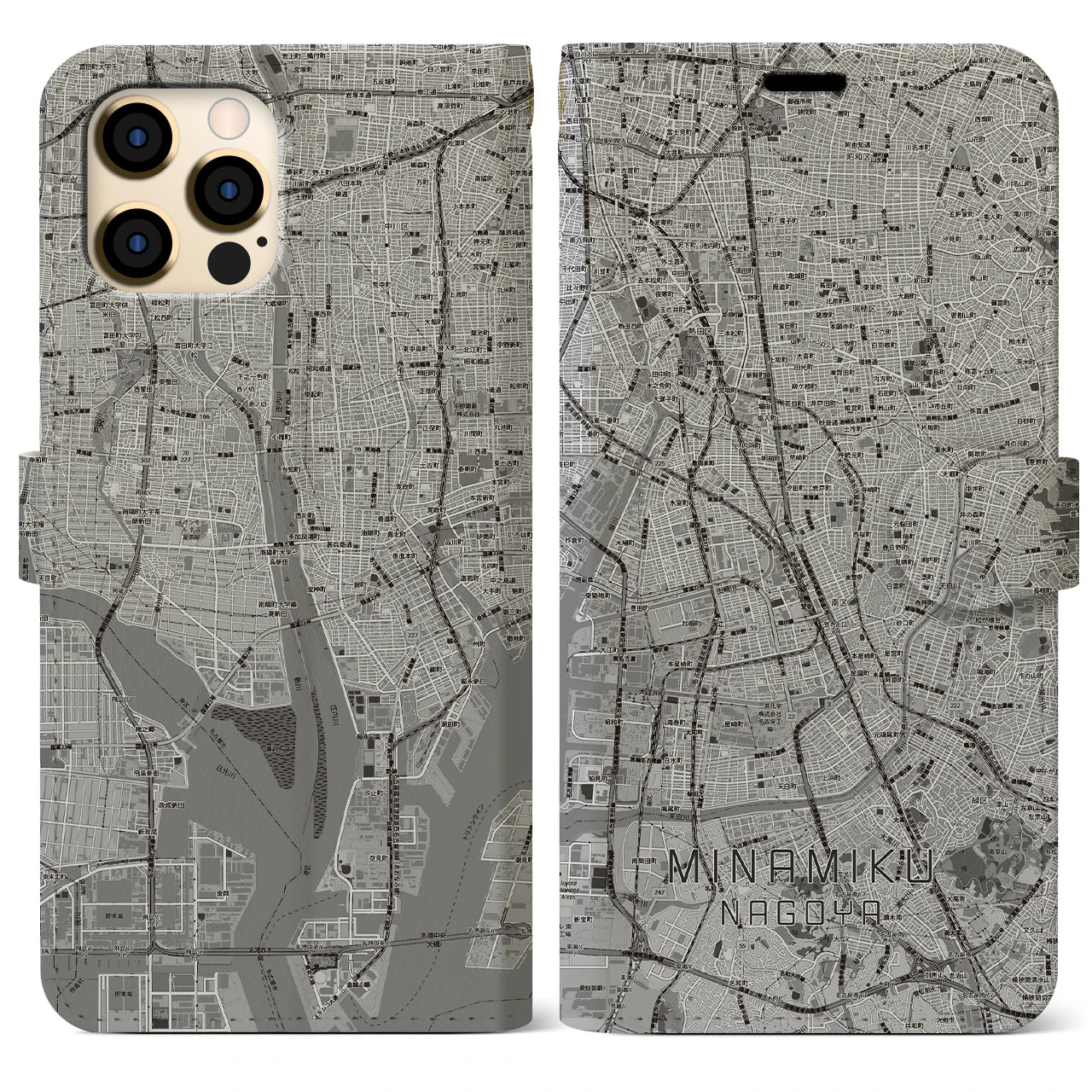 【南区（名古屋市）】地図柄iPhoneケース（手帳タイプ）