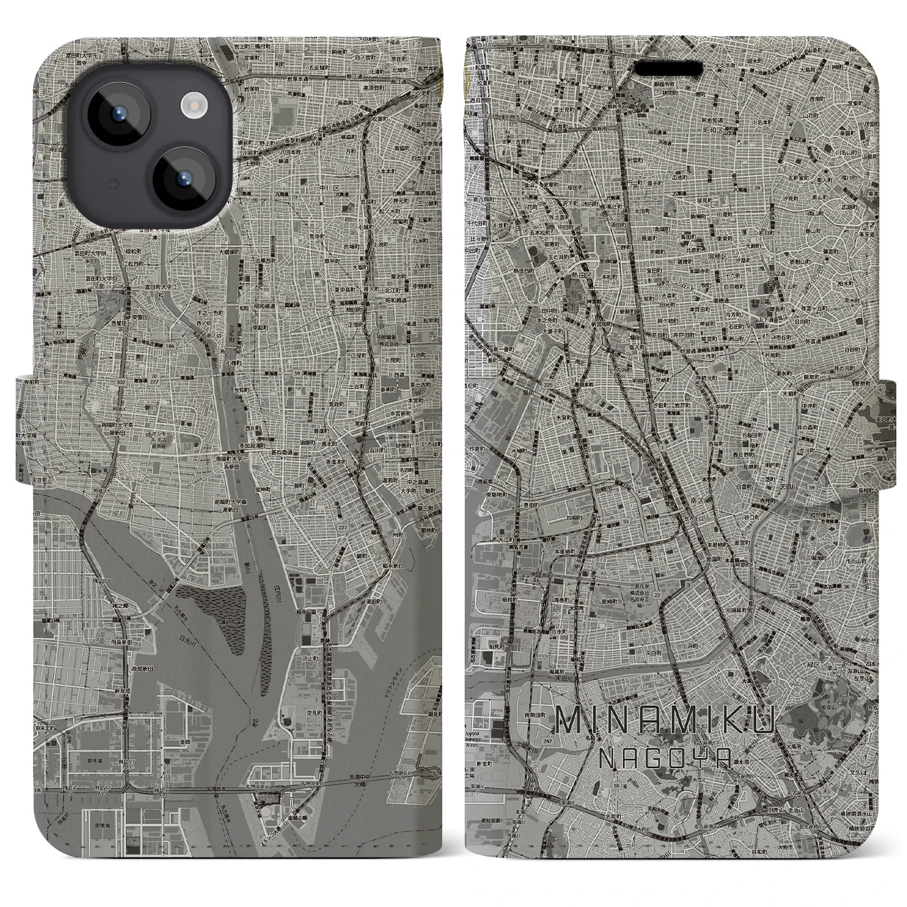【南区（名古屋市）】地図柄iPhoneケース（手帳タイプ）