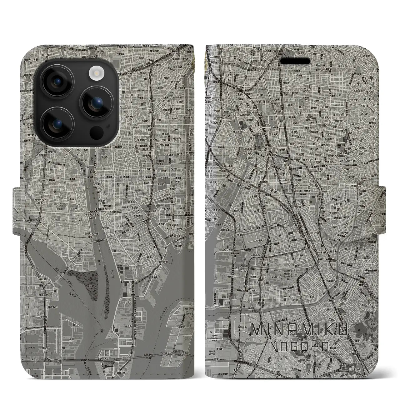 【南区（名古屋市）】地図柄iPhoneケース（手帳タイプ）