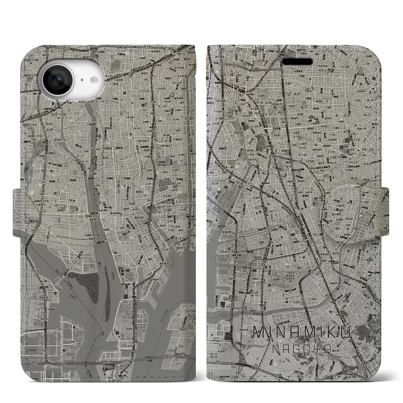 【南区（名古屋市）】地図柄iPhoneケース（手帳タイプ）