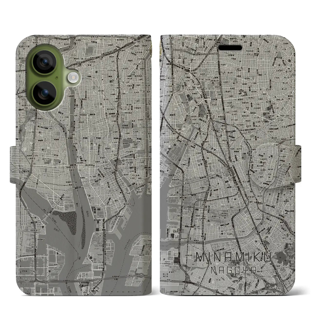 【南区（名古屋市）】地図柄iPhoneケース（手帳タイプ）