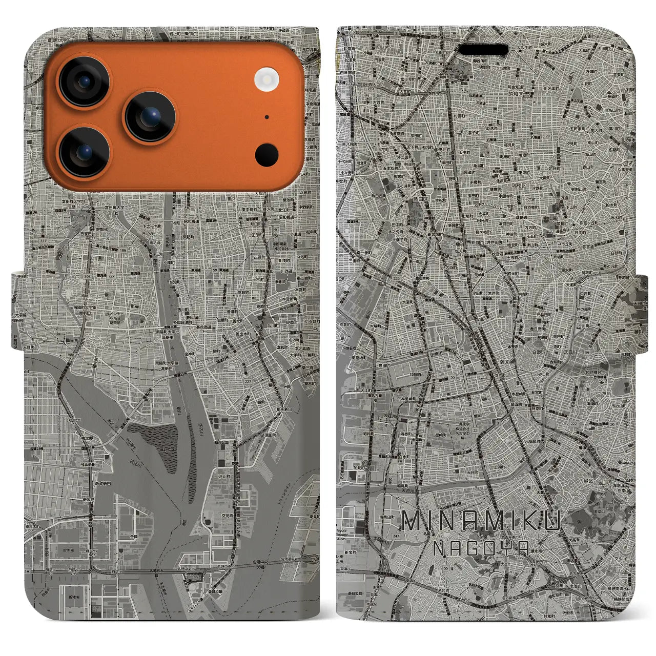 【南区（名古屋市）】地図柄iPhoneケース（手帳タイプ）