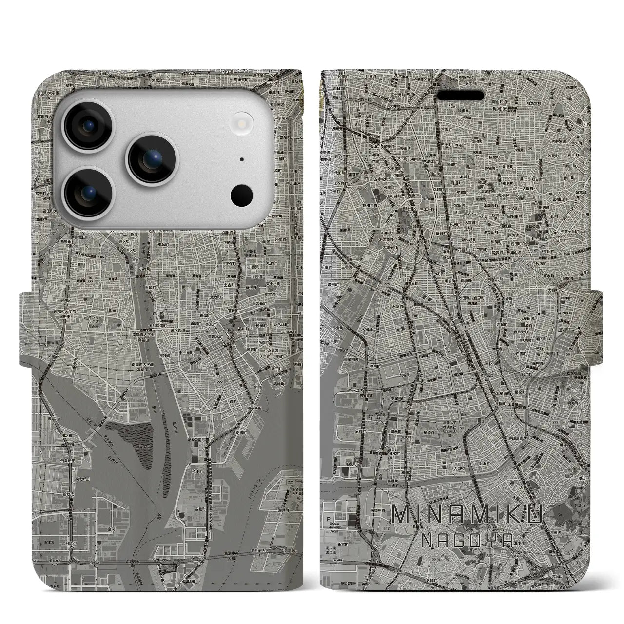 【南区（名古屋市）】地図柄iPhoneケース（手帳タイプ）