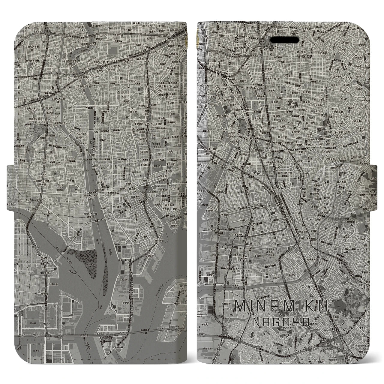 【南区（名古屋市）】地図柄iPhoneケース（手帳タイプ）