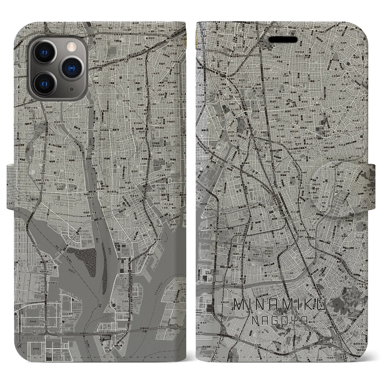 【南区（名古屋市）】地図柄iPhoneケース（手帳タイプ）