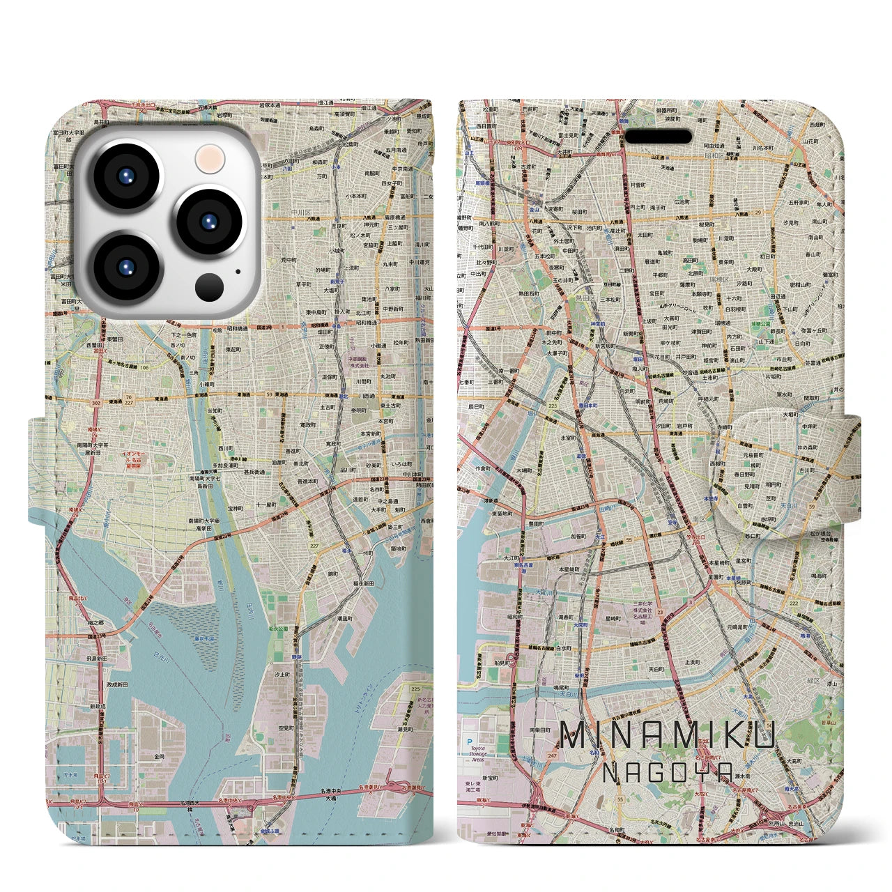 【南区（名古屋市）】地図柄iPhoneケース（手帳タイプ）