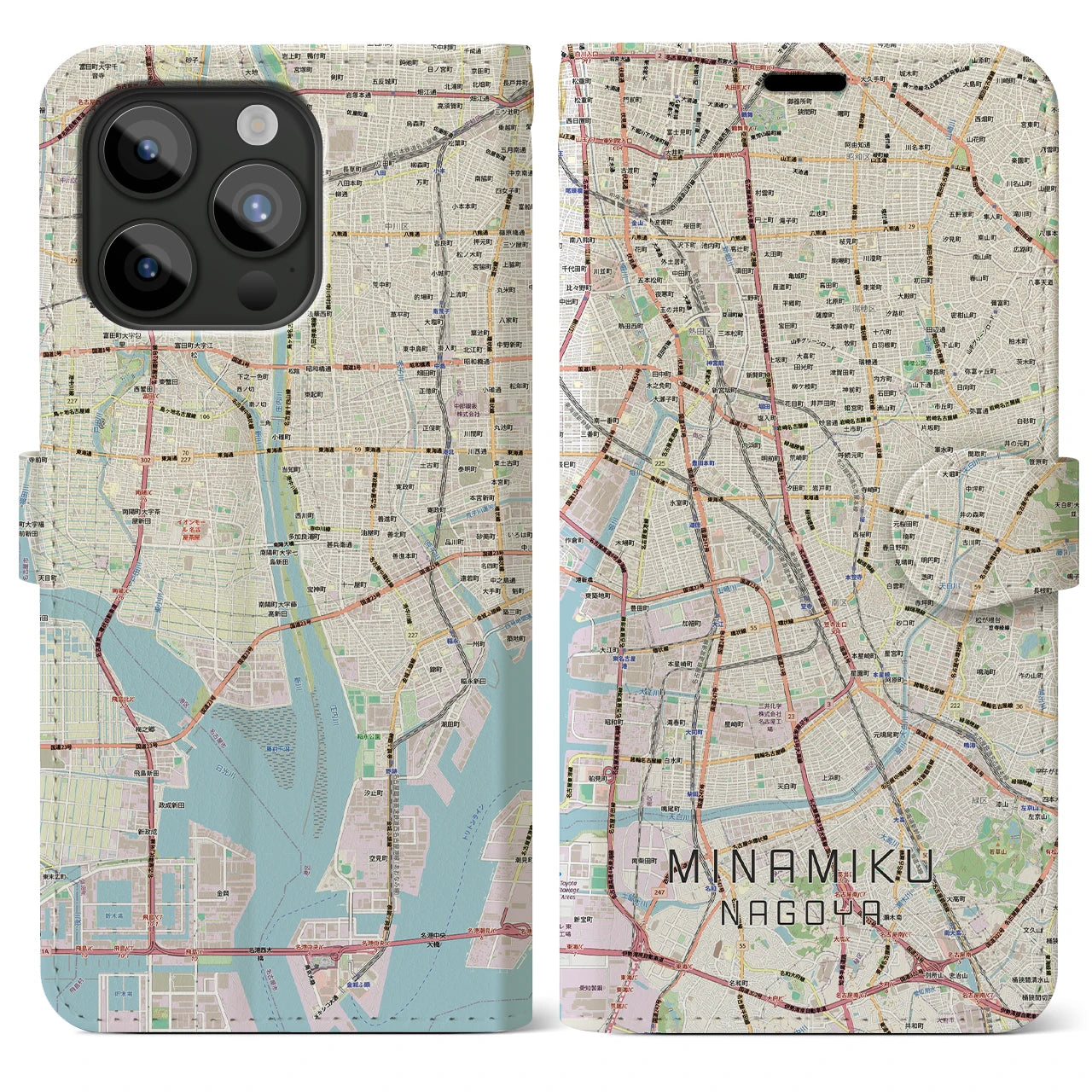 【南区（名古屋市）】地図柄iPhoneケース（手帳タイプ）