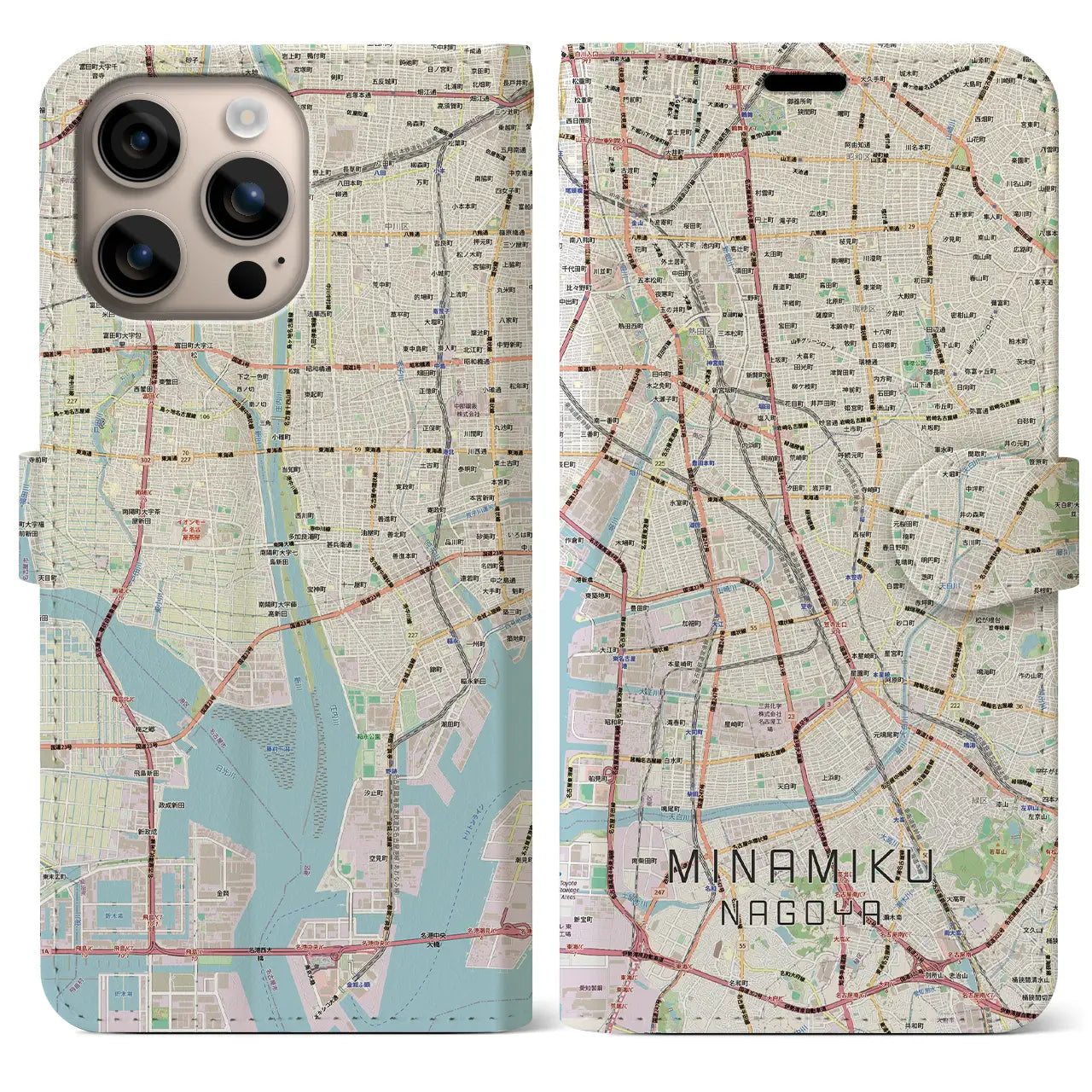 【南区（名古屋市）】地図柄iPhoneケース（手帳タイプ）