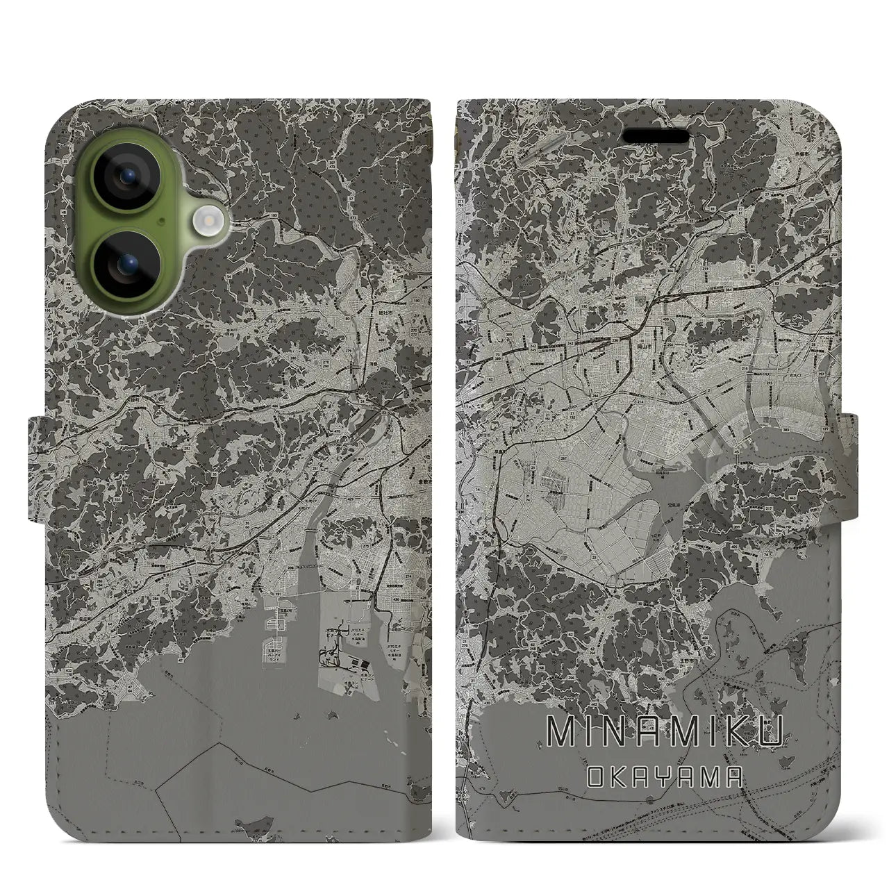 【南区（岡山市）】地図柄iPhoneケース（手帳タイプ）