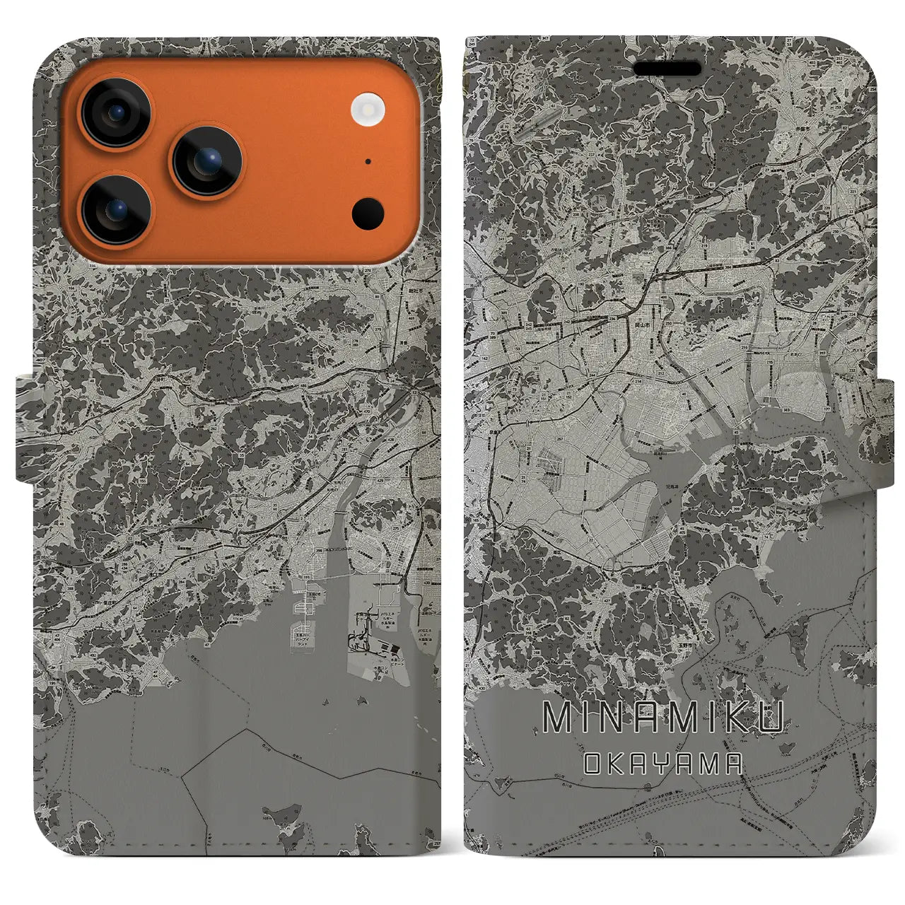 【南区（岡山市）】地図柄iPhoneケース（手帳タイプ）