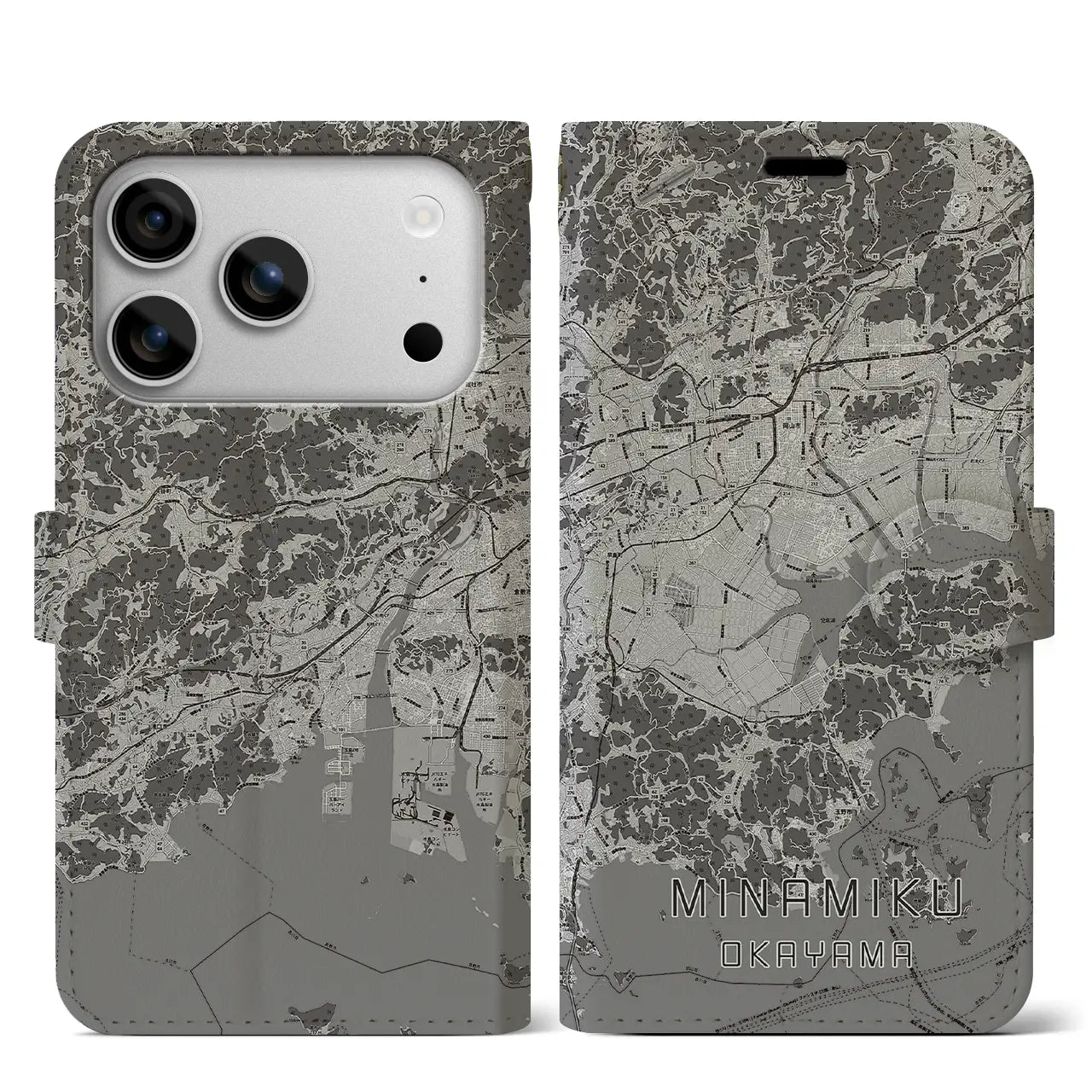 【南区（岡山市）】地図柄iPhoneケース（手帳タイプ）