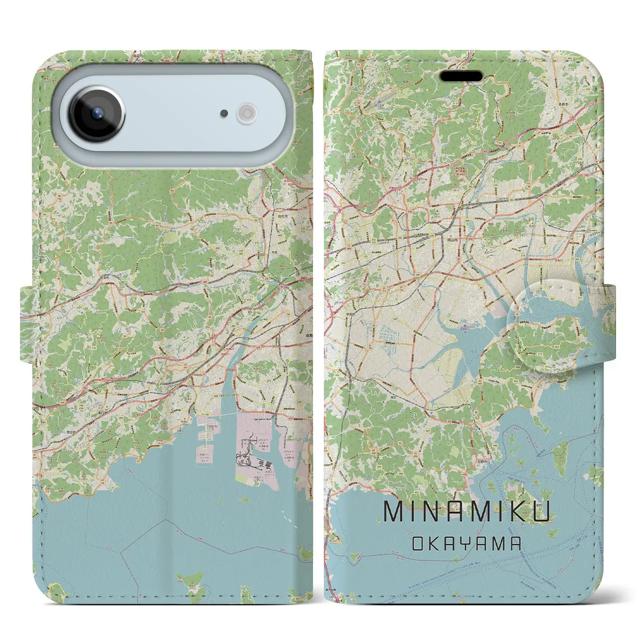 【南区（岡山市）】地図柄iPhoneケース（手帳タイプ）