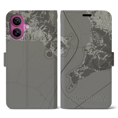 【南大隅（鹿児島県）】地図柄iPhoneケース（手帳タイプ）モノトーン・iPhone 16 Pro 用