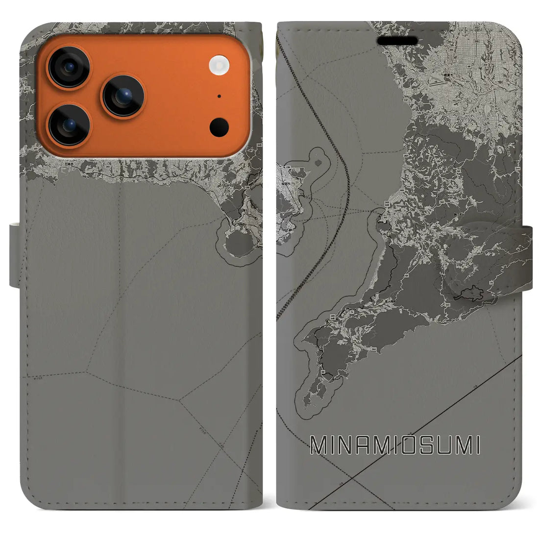 【南大隅（鹿児島県）】地図柄iPhoneケース（手帳タイプ）