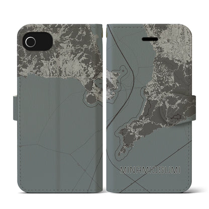 【南大隅（鹿児島県）】地図柄iPhoneケース（手帳タイプ）モノトーン・iPhone SE（第3 / 第2世代） / 8 / 7 / 6s / 6 用