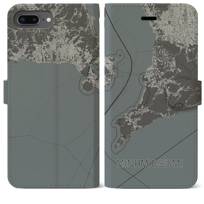 【南大隅（鹿児島県）】地図柄iPhoneケース（手帳タイプ）モノトーン・iPhone 8Plus /7Plus / 6sPlus / 6Plus 用