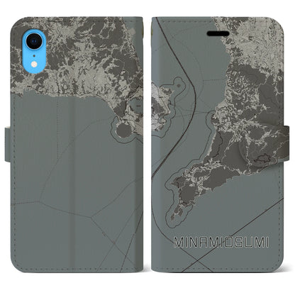 【南大隅（鹿児島県）】地図柄iPhoneケース（手帳タイプ）モノトーン・iPhone XR 用