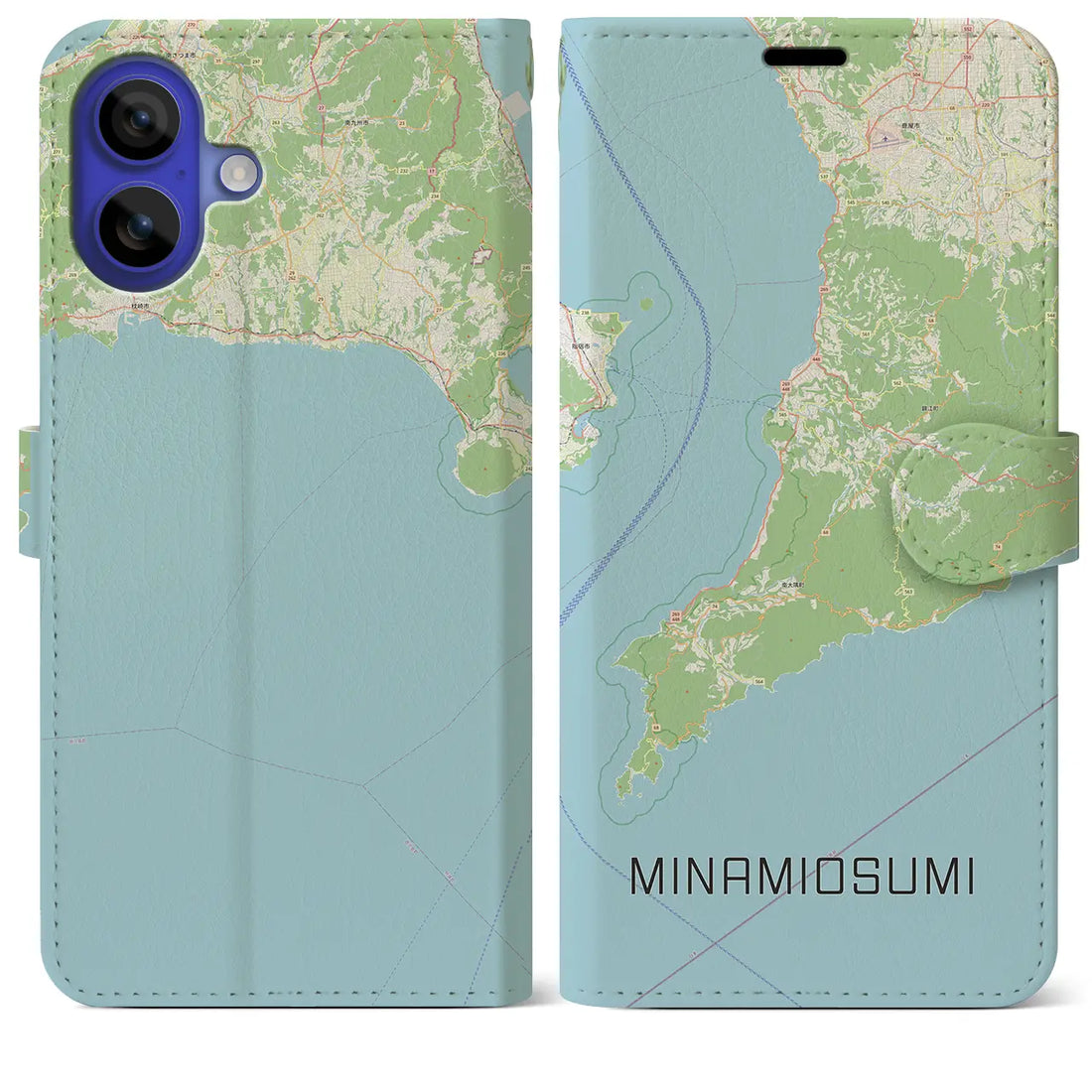 【南大隅（鹿児島県）】地図柄iPhoneケース（手帳タイプ）ナチュラル・iPhone 16 Pro Max 用