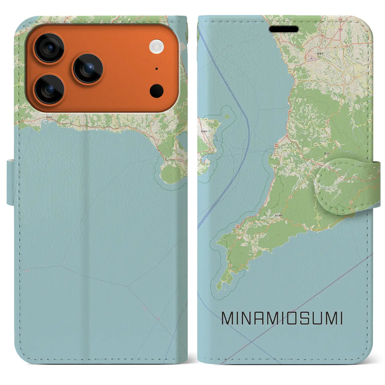 【南大隅（鹿児島県）】地図柄iPhoneケース（手帳タイプ）