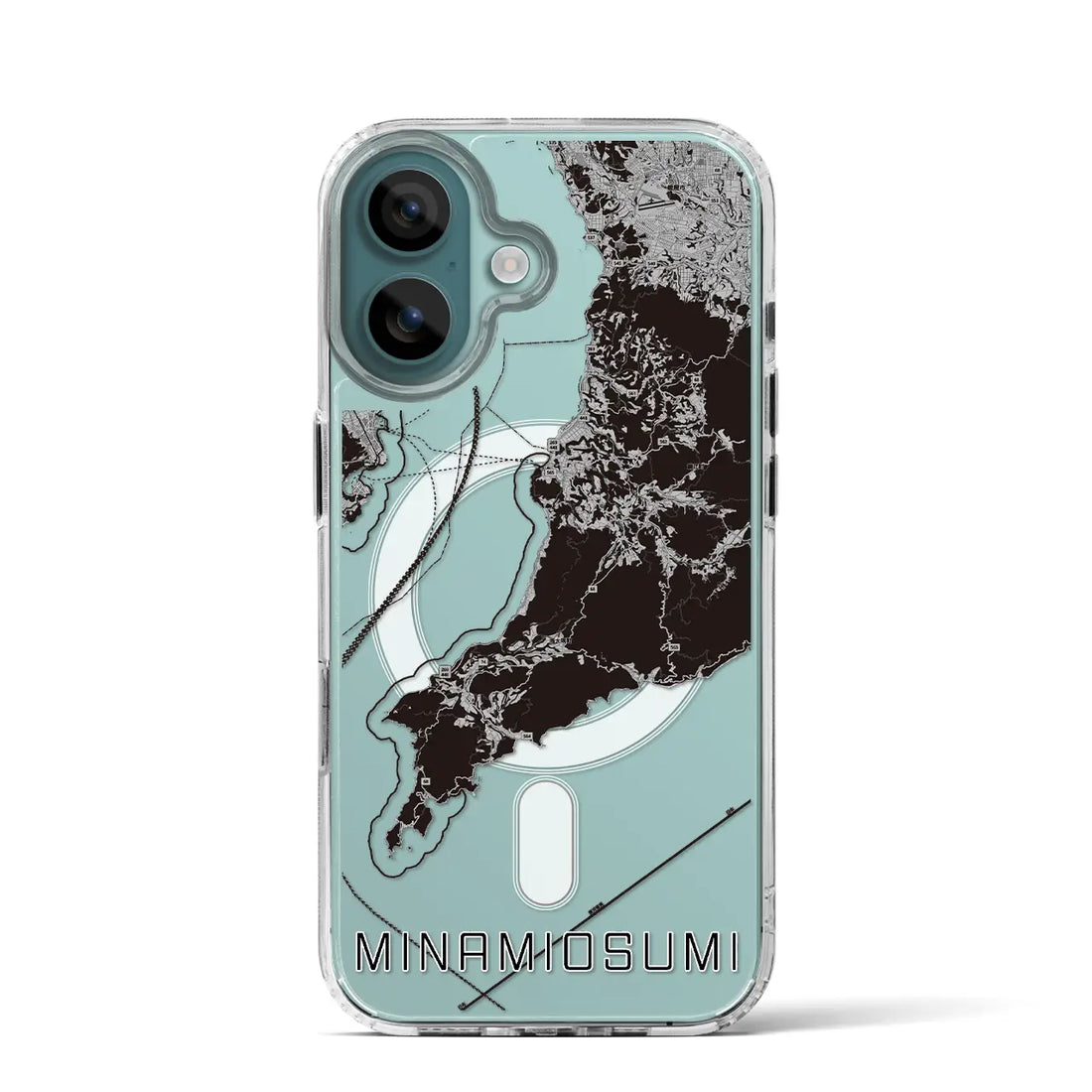 【南大隅(鹿児島県)】地図柄iPhoneケース(MagSafeタイプ)モノトーン・iPhone 16 Pro 用