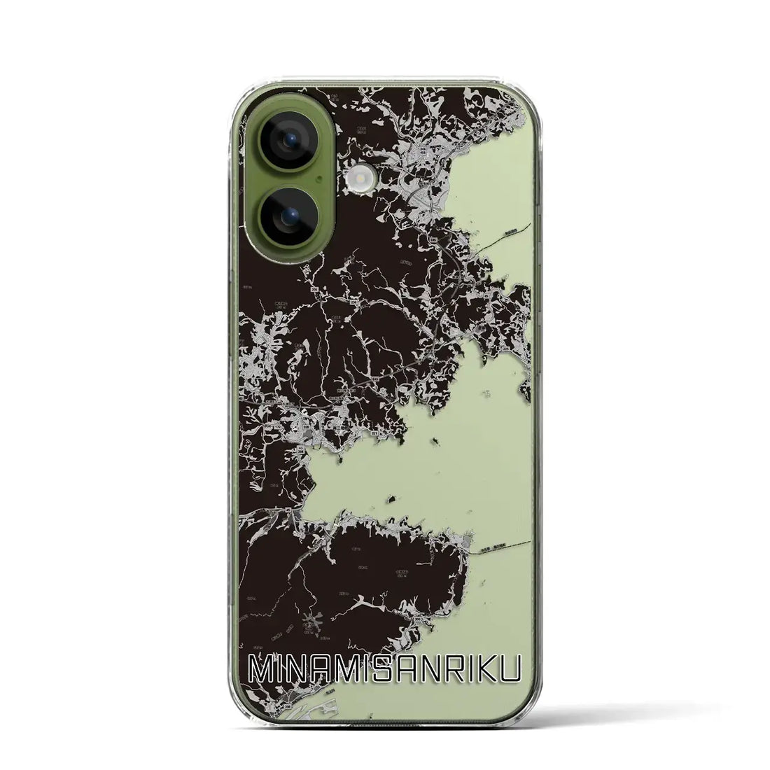 【南三陸(宮城県)】地図柄iPhoneケース(クリアタイプ)モノトーン・iPhone 17 Pro Max 用