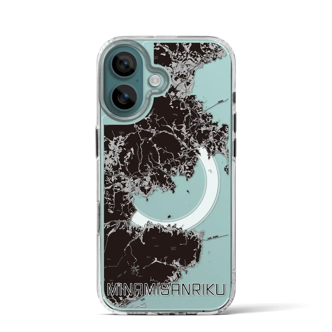 【南三陸(宮城県)】地図柄iPhoneケース(MagSafeタイプ)モノトーン・iPhone 16 Pro 用