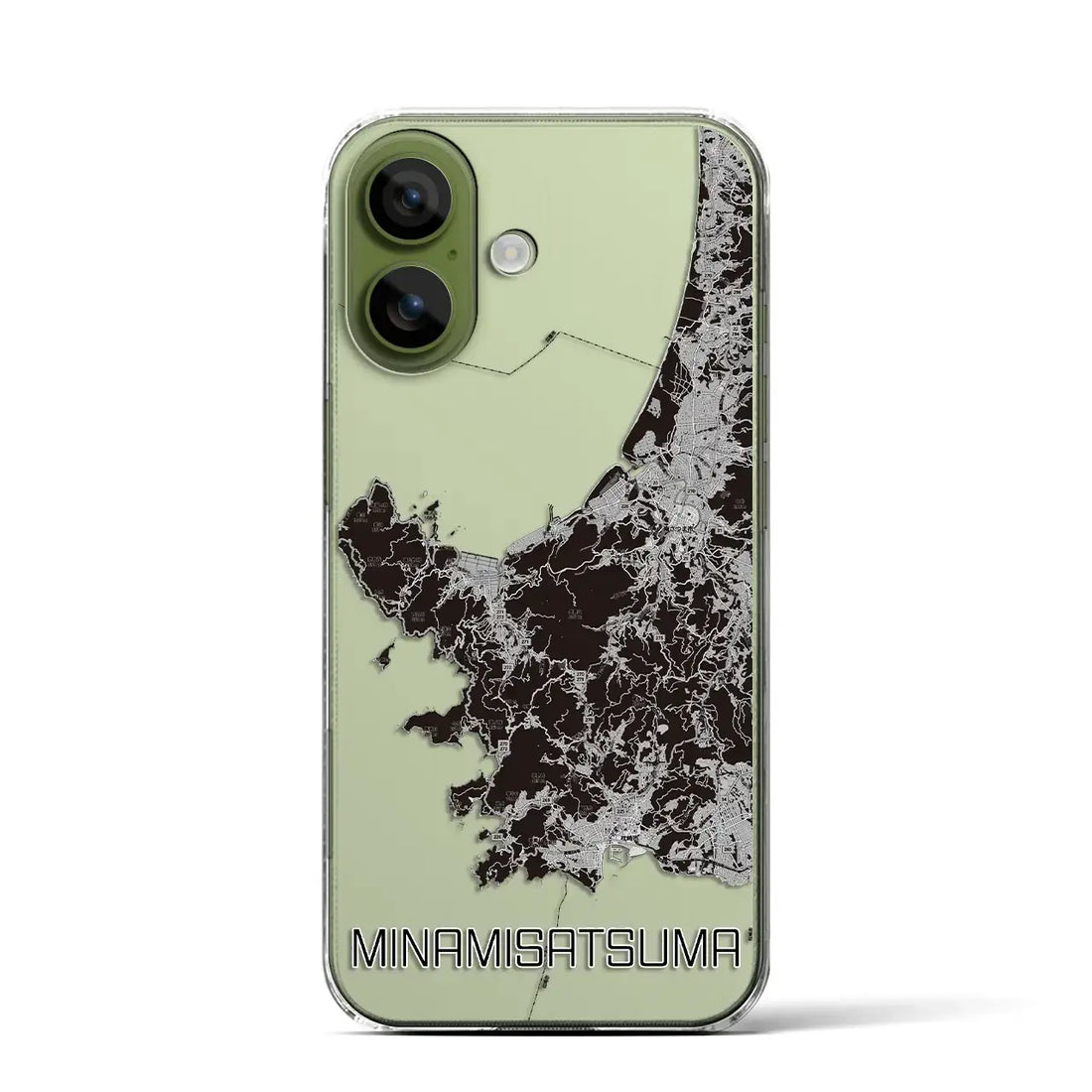 【南さつま(鹿児島県)】地図柄iPhoneケース(クリアタイプ)モノトーン・iPhone 17 Pro Max 用