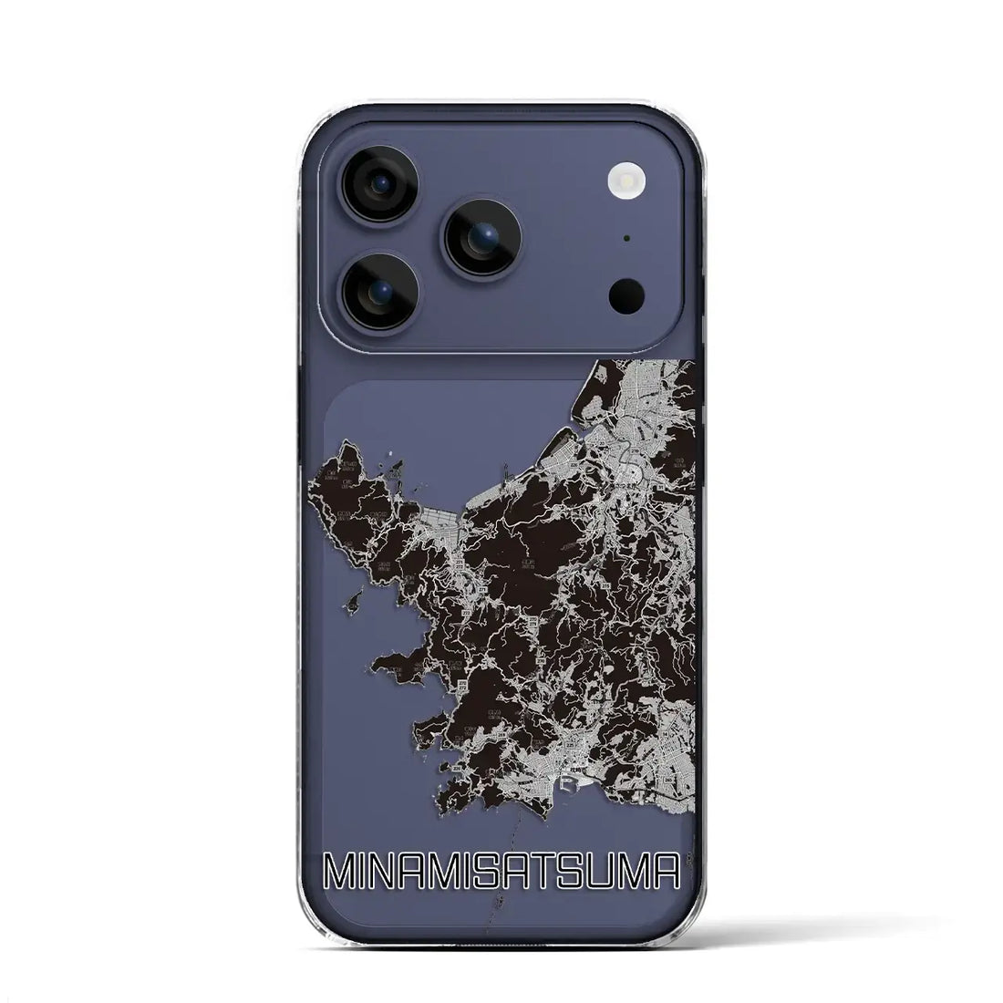 【南さつま(鹿児島県)】地図柄iPhoneケース(クリアタイプ)モノトーン・iPhone 17 Pro Max 用