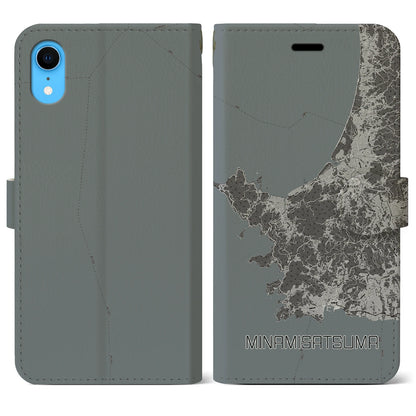 【南さつま（鹿児島県）】地図柄iPhoneケース（手帳タイプ）モノトーン・iPhone XR 用