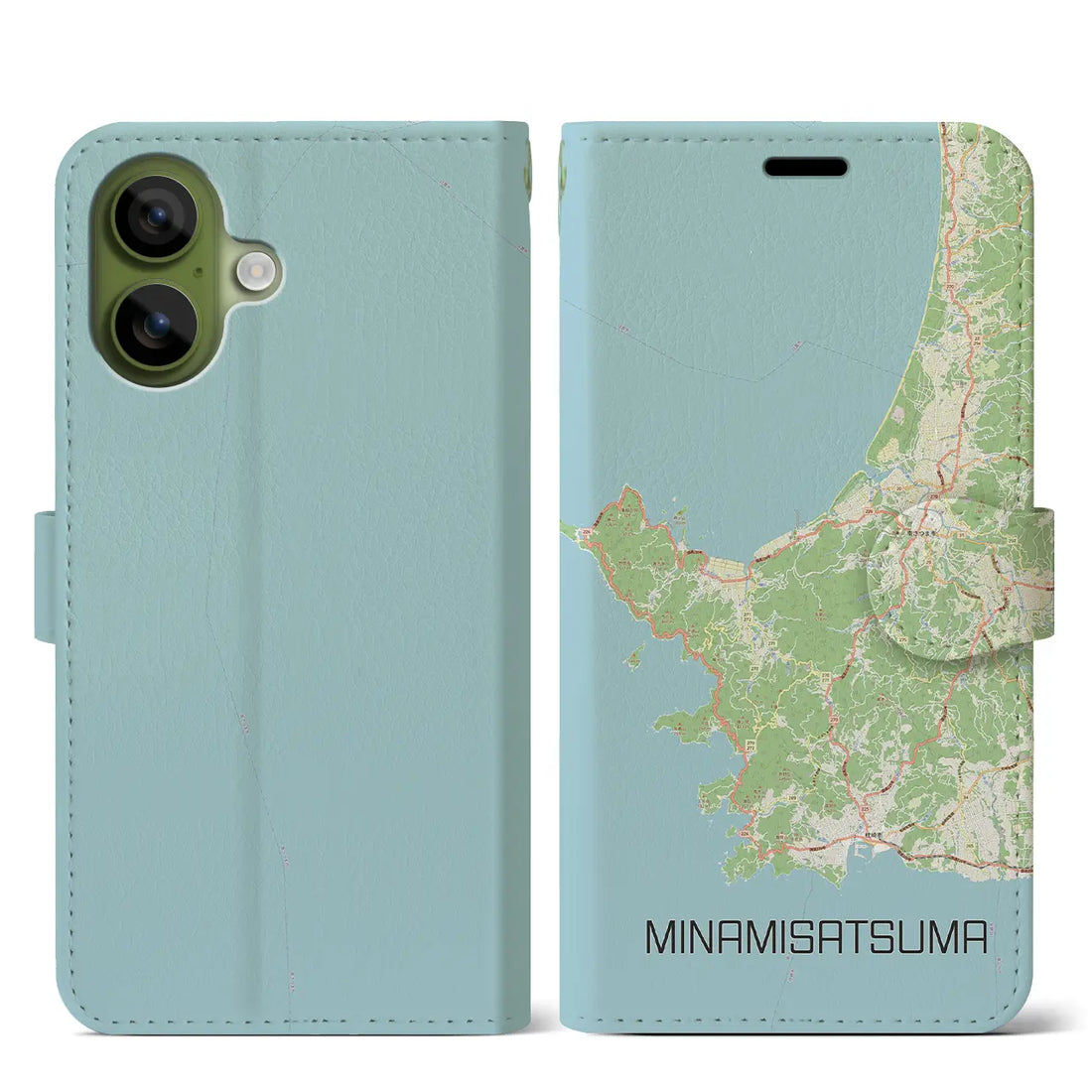 【南さつま（鹿児島県）】地図柄iPhoneケース（手帳タイプ）ナチュラル・iPhone 17 Pro Max 用
